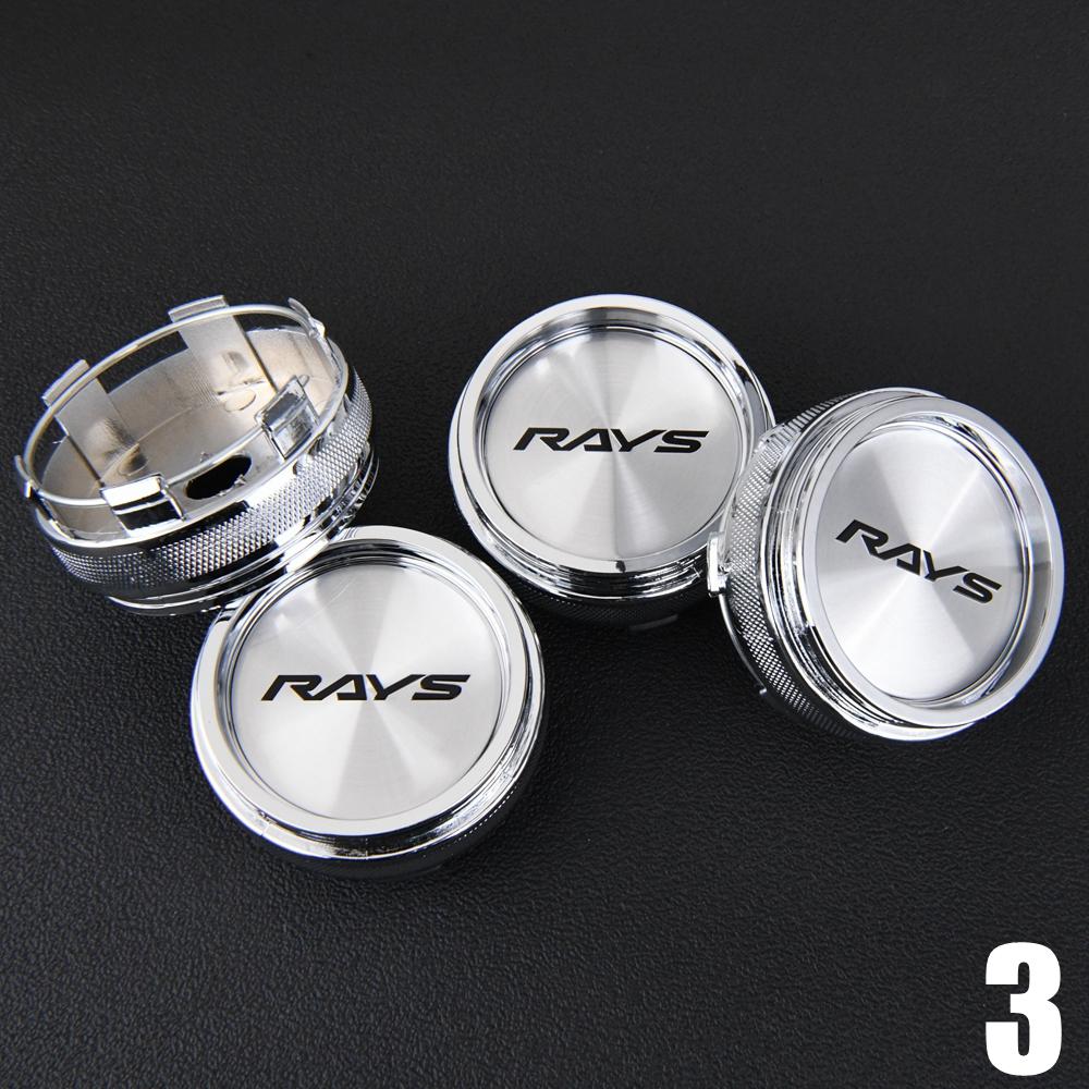 4PCS JDM Sport Rim Cap Clip 62mm VOLK RAYS Emblem Sticker Wheel Center Hub Caps Car Cover Cap Black & Silver