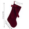 with Bow Velvet Christmas Stocking Solid Color Fireplace Hanging Sock Christmas Gift Bag  Wall