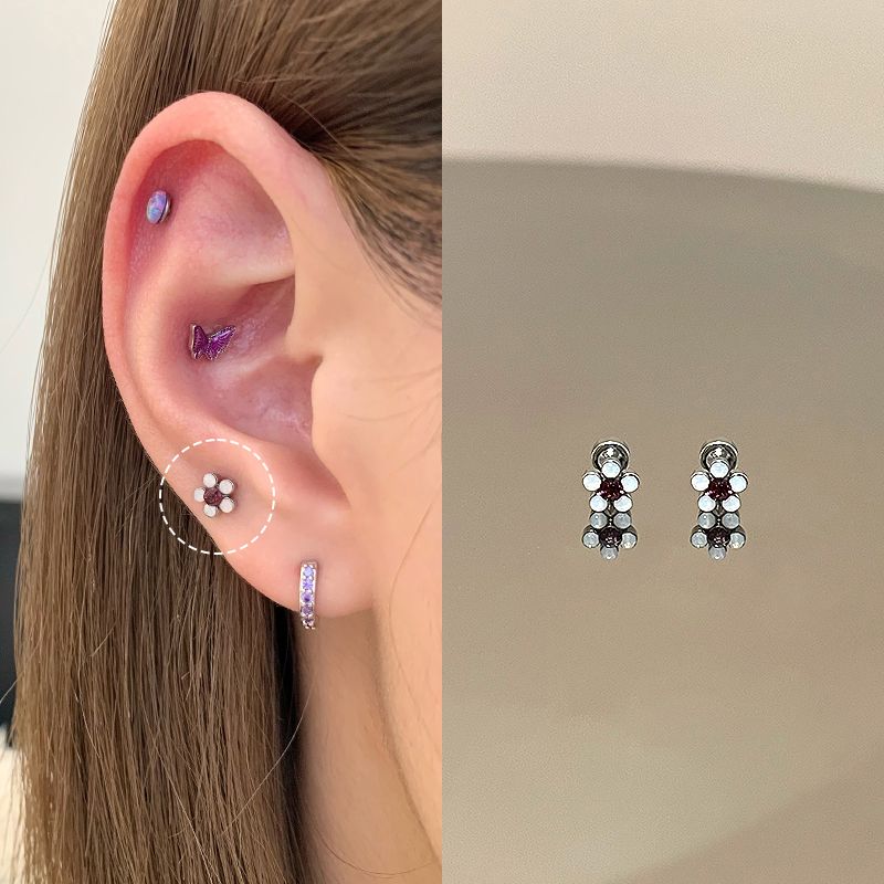 Ringring Store Medical Titanium Steel Ear Studs Edge Buckle Loop Bone Nail Earring Ear Bone Pin Titanium Alloy Earrings Earrings Female