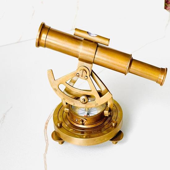 13.97 Cm Brass Alidade Telescope Compass Nautical Navigation Gift Maritime Surveyor Collectible Desk Decor