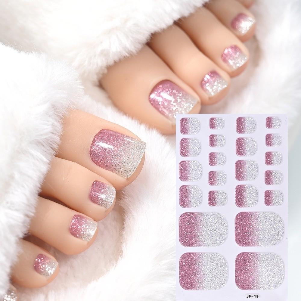 22 autocollants pour ongles d'orteils couleur unie finition irisée par feuille - Rénovation des ongles DIY à la maison