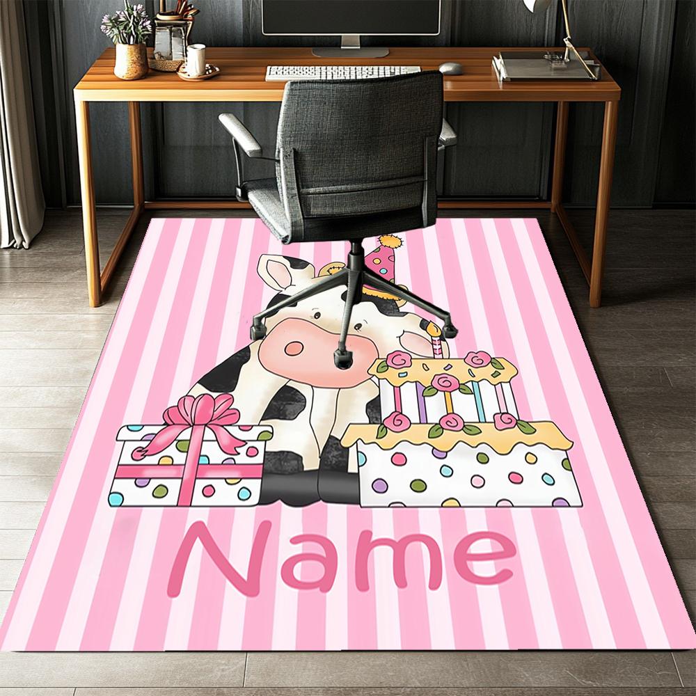 Tappeto Personalizzato con Stampa Mucca, Tappeto per Sedia da Ufficio Soggiorno Camera da Letto Cucina Decorazioni Regali.