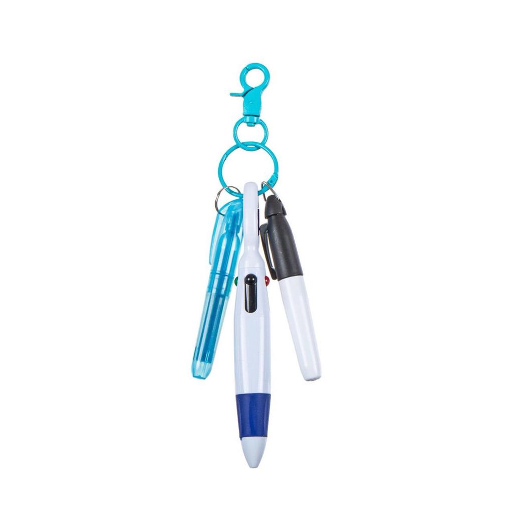 Creative Carabiner Ballpoint & Highlighter Pen Set - Portable Four-Color Pocket Pen for Advertising