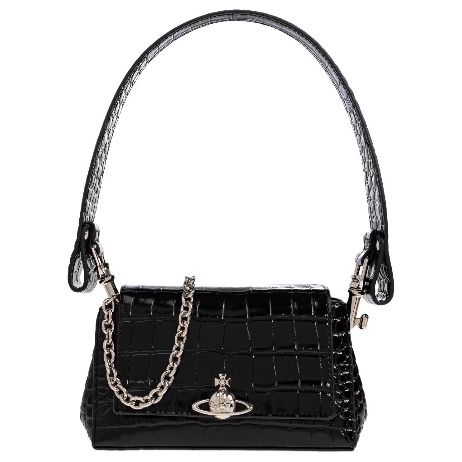 

Vivienne Westwood Hazel 2026 Нове видання Шкіряна Сумка-Клатч з тисненням під крокодила Маленька Жіноча Сумка Чорна 4603000WWL0098N401 Basic Set (Bag+Dust Bag)