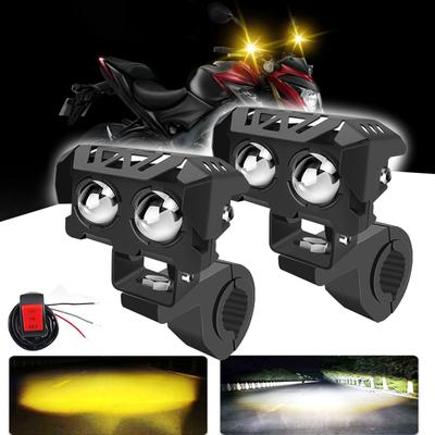 Barra de luz de trabalho LED para motocicleta, luzes de corrida, holofotes de duas cores, faróis de neblina, lâmpada para direção, caminhão, carro, trator, SUV, ATV