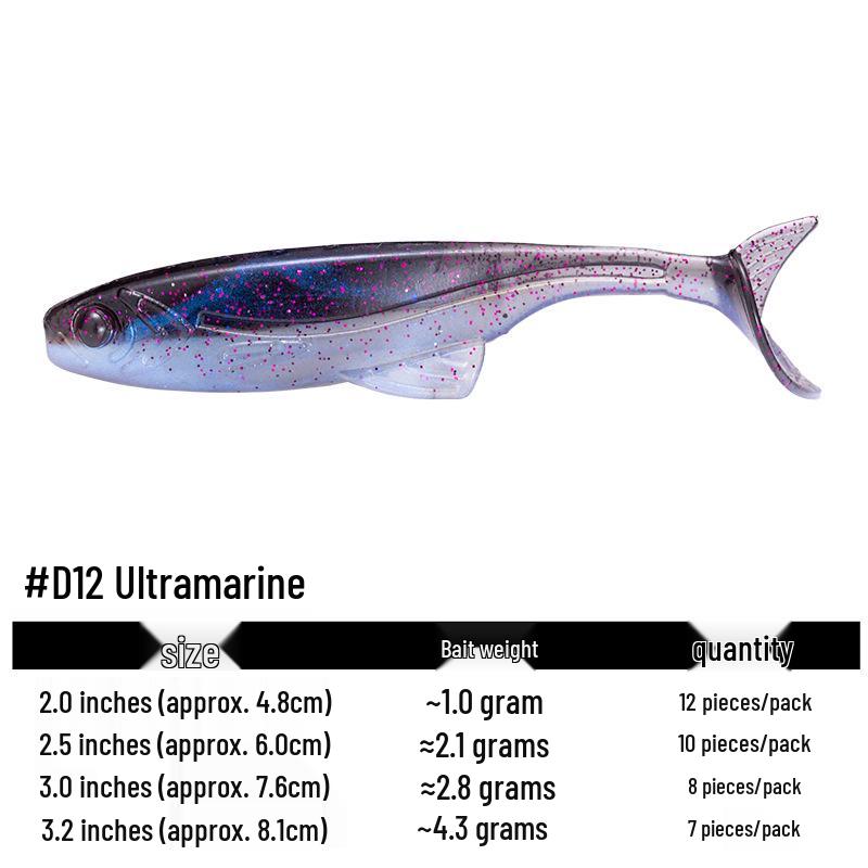 Floating Soft Bait T-Tail Lure with Lead Head Hook for Bass and Mandarin Fish Fishing Rig