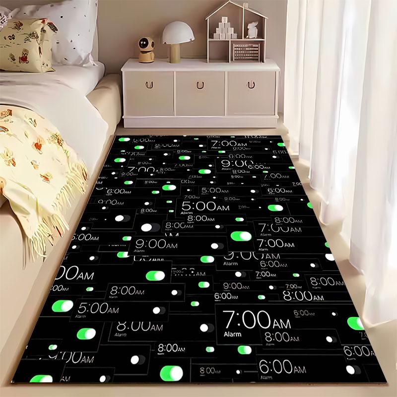 Alarm Clock Design Carpet Suitable As a Non-slip Mat for the Living Room or Bedroom Sofa