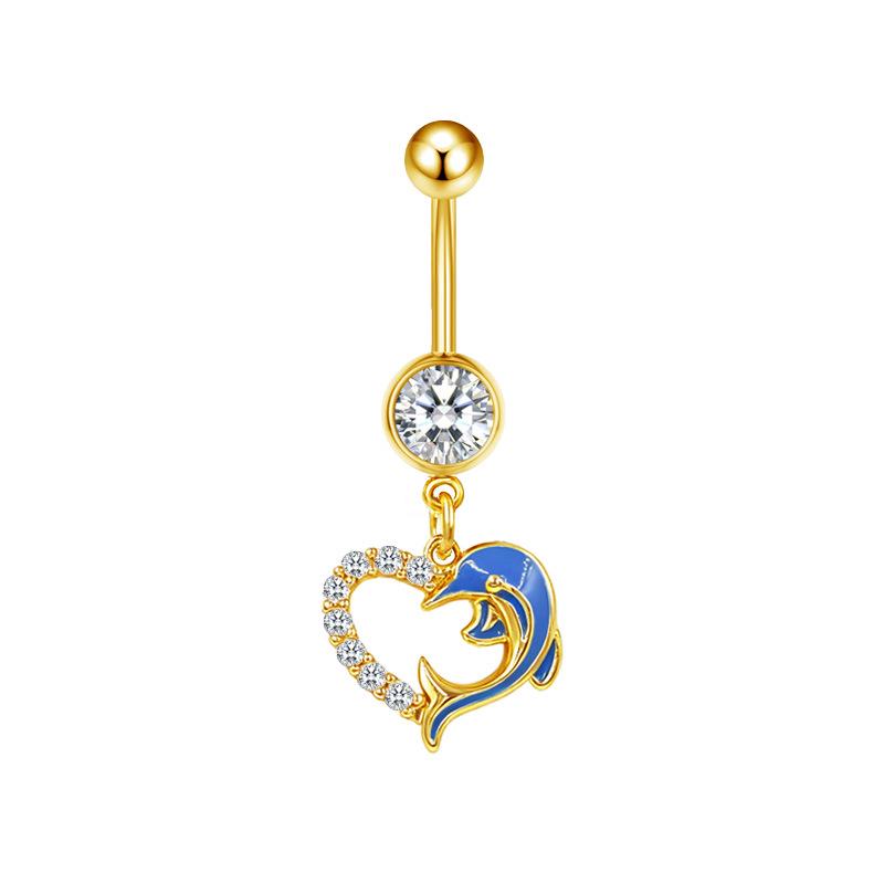 Heart-Shaped Animal Style Navel Ring - Trendy European & American Fashion Jewelry