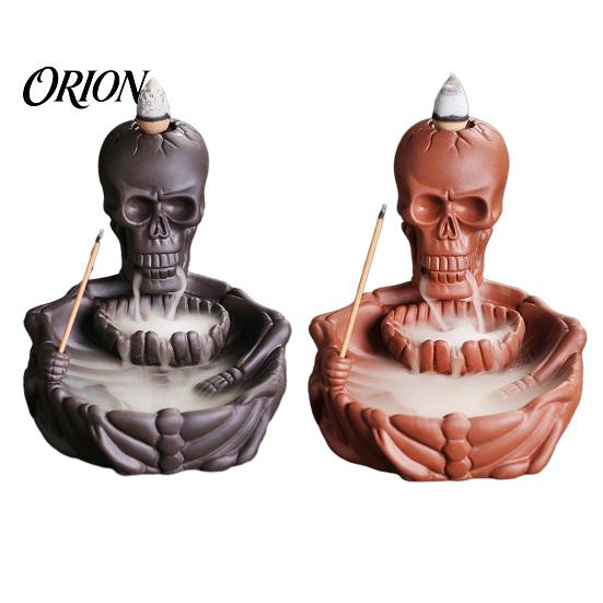 Soporte Quemador de Incienso Esqueleto, Soporte de Conos de Cascada de Flujo Inverso, Difusor de Varillas Artístico de Calavera Gótica para Decoración del Hogar de Halloween, Accesorio de Meditación