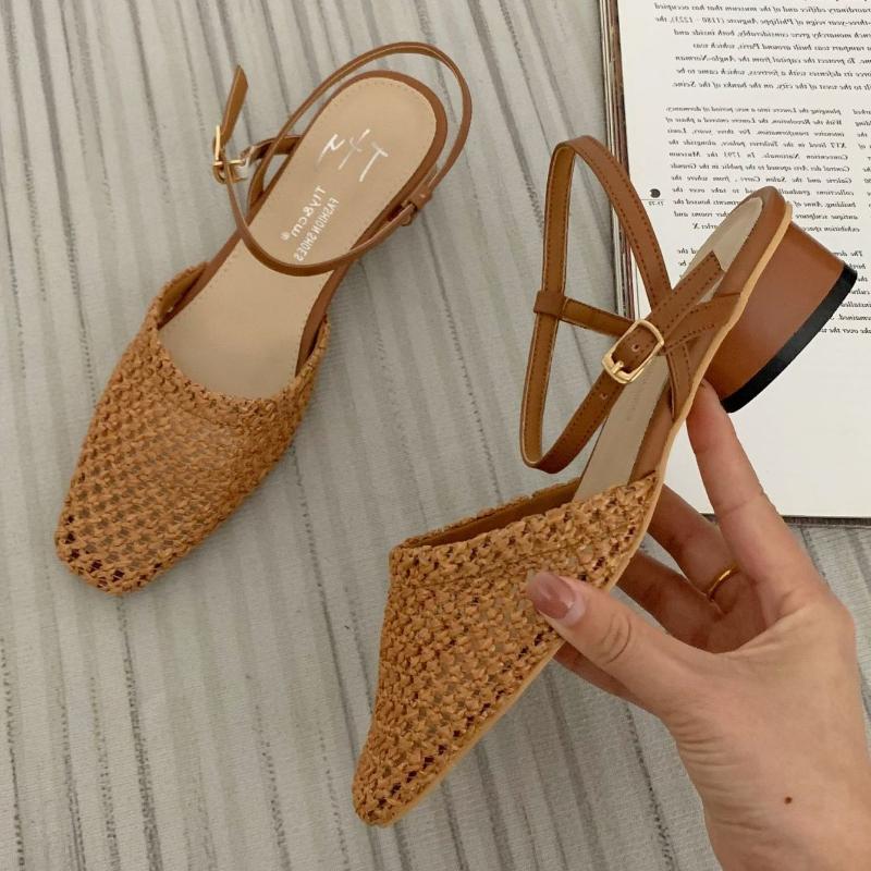 Fashion Fashion Ankle Buckle Wedge Sandals Women Retro Mesh Hollow Woven Sandals Comfort Breathable Brand Designer Shoes Sandalias Mujer