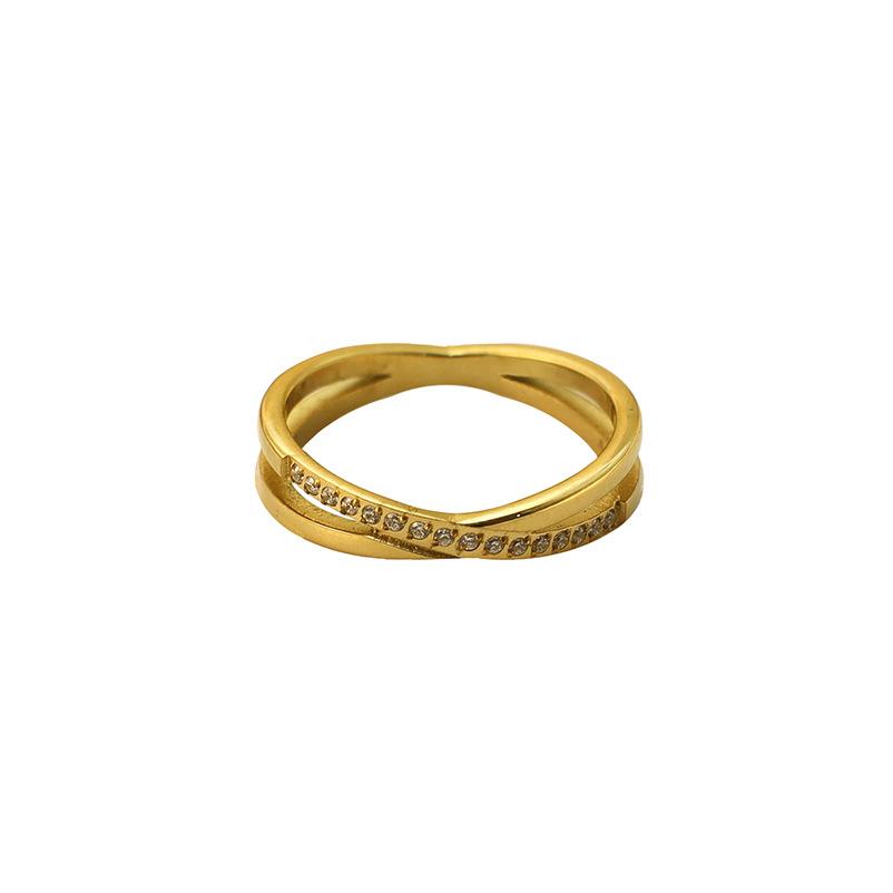 Temperament Cross Diamond Ring Women'S 316 Titanium Steel Ring Light Luxury Niche Design Sense Delicate Personality