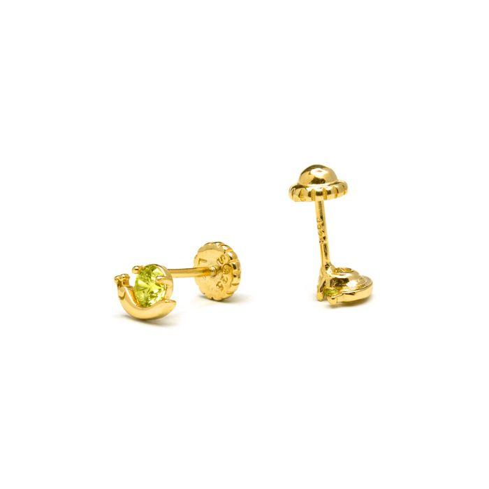Boucles D'oreilles - LUXENTER - Aysma - Argent 925 - Zircon Vert - Or Jaune 18k