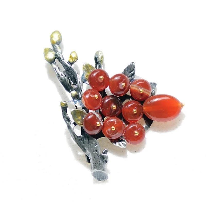 Natural Stone Flower Brooch Jewelry Large Brooches Metal Banquet Clothes Pins and Brooches Scarf Clip