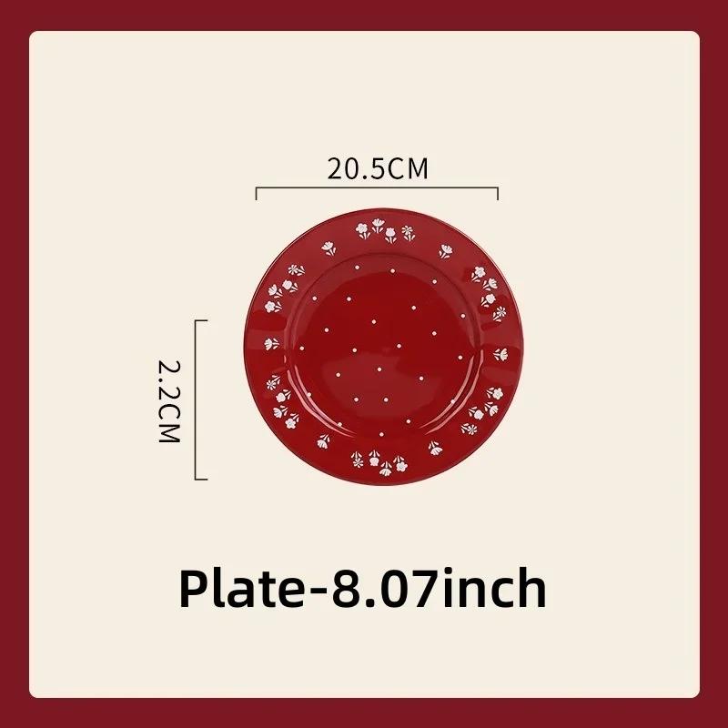 Pattern Soup Bowl Salad Bowl Dish Oval Plate Pastoral Style Dinnerware Table Decoration Kitchen Gadgets Ceramic Tableware