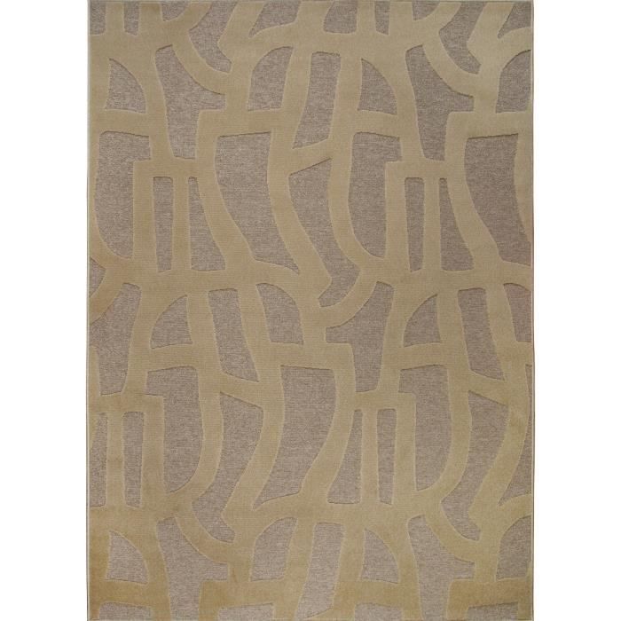 Graphic Rug with Raised Patterns Beige 160x230