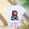 Cute Capybara Loves Bubble Tea Print Kids TShirt Summer Childrens Cartoon Shortsleeved Casual Tops Boys and Girls Clothing