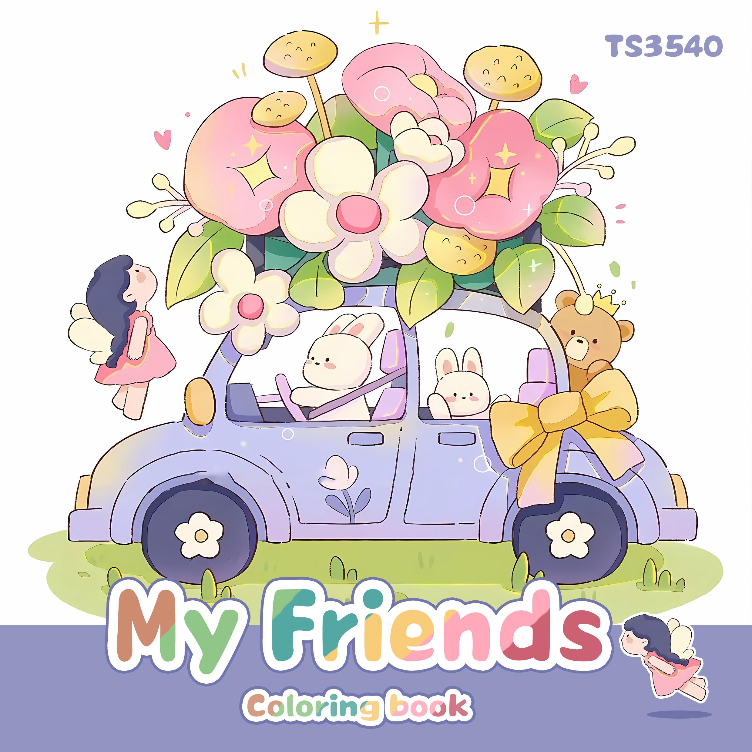 

Car with Flowers Colouring Book - 30 Sheets Adult Colouring Book, 100gsm8.3x 8.3 inch, Drawing Book, Birthday Gift, Holiday Part