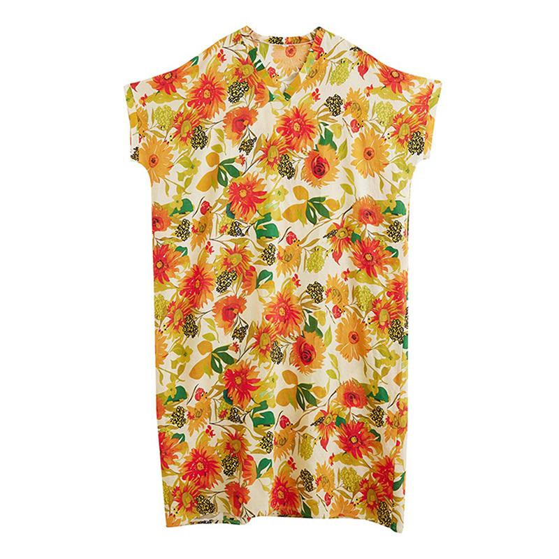 

XITAO V-neck Print Dress ZMY1107 One Size жёлтый