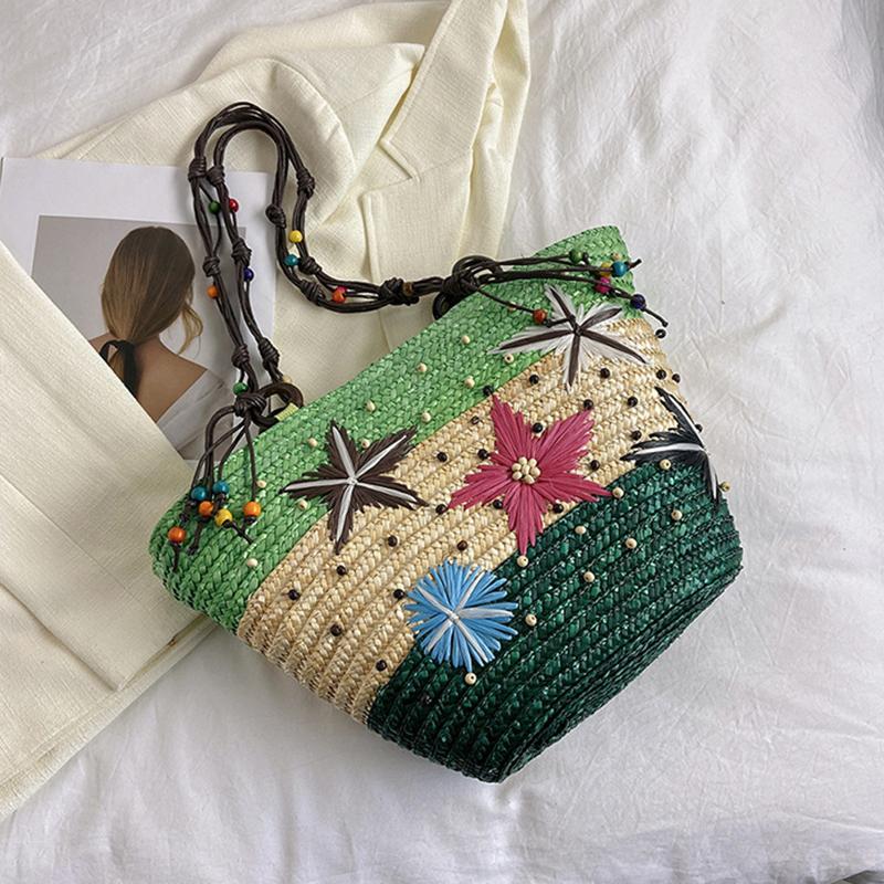Summer Basket Straw Shoulder Bags for Women Rattan Travel Large Capacity Handmade Woven Beach Bag Female Shopper Totes Handbags MIT