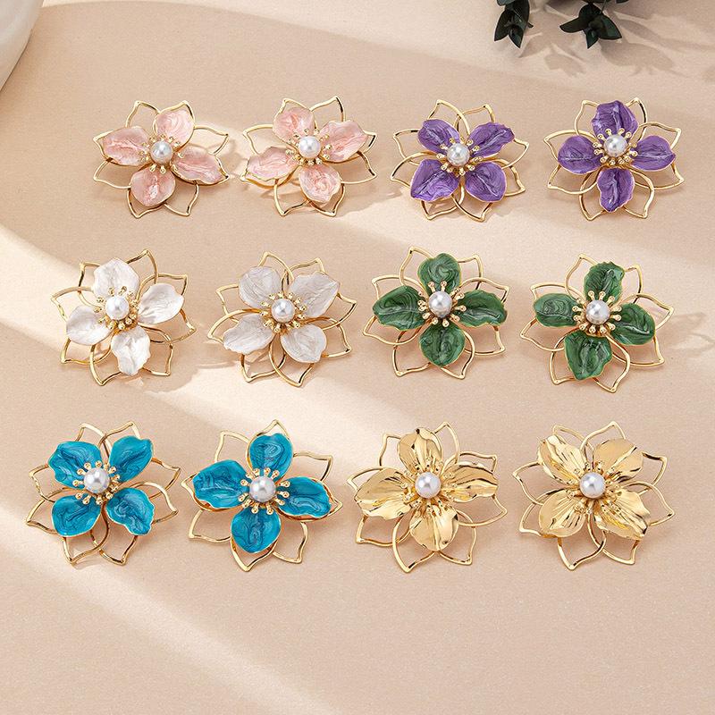 [HF][HS]1Pair Women's Earrings Women's Hollow Flower Earrings Are Sweet And Romantic For Daily Wear And Vacation Wear