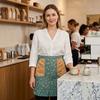Atmungsaktive Halbschürze mit Taschen Wasserabweisende Küchen-Taillenschürze zum Kochen, Gärtnern, als Kellnerin, Blumenmuster, Verstellbar, Back-, Catering-Schürze