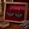 Zinc Zinc Alloy Gothic Earrings Lightweight Halloween Dangle Earrings Spooky Skull Moth Drop Earrings  Party