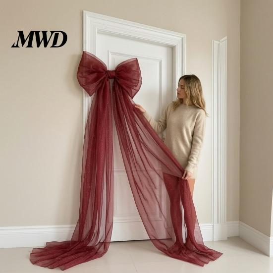 Grote Stoffen Strikken voor Verjaardagsevenementen 79x20 Inch Reuzenstrik Kerstboomtopper, Extra Grote Tule Romantische Tuinbruiloften Ornament met Lange Slinger