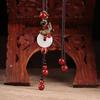 GEMCHIC Women's Vintage Ethnic Style Long Sweater Necklace with Glass Ping An Buckle Pendant and Red Beads