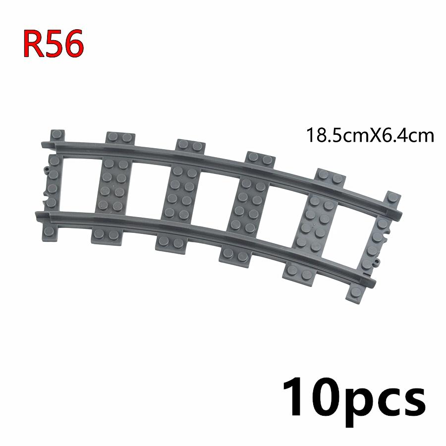 Works With 53401 Train Rail Curve Tracks R56 R72 R88 R104 MOC City Brick On-Off Switch Cross Forked Curved Rails Construction Block Playthings