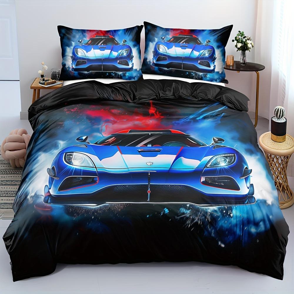 Racing Pattern Digital Printing Quilt Cover Three-Piece Youth Bedding Bedroom Decoration