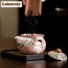 Strawberry Rabbit Ru Kiln Porcelain Tea Set Kit Handmade 1 Pot 2 Cups Tea Making Portable Travel Tea Set Organizer Tableware