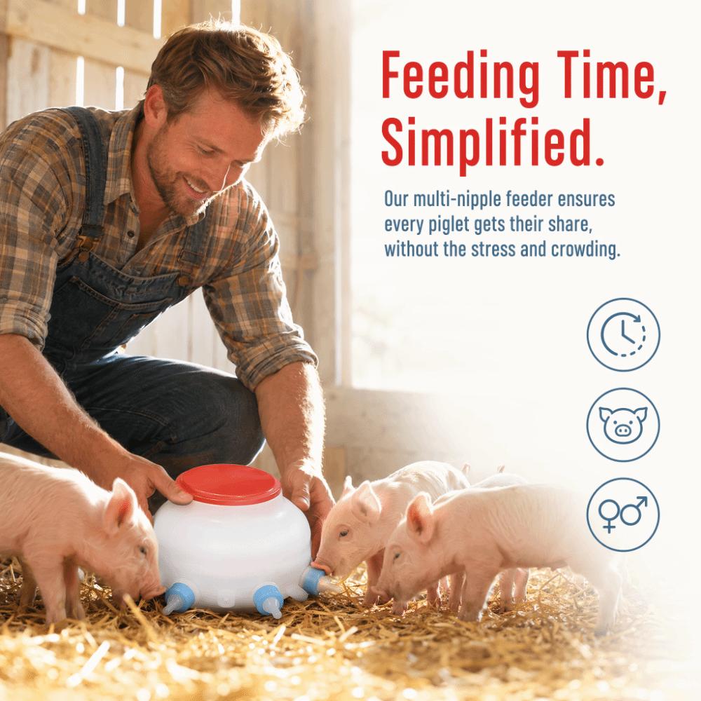 13 Pcs Set 6 Nipples Lamb Milk Bottle 2.6 Quart Nursing Milk Feeder Piglet Feeder Bottle Lambs