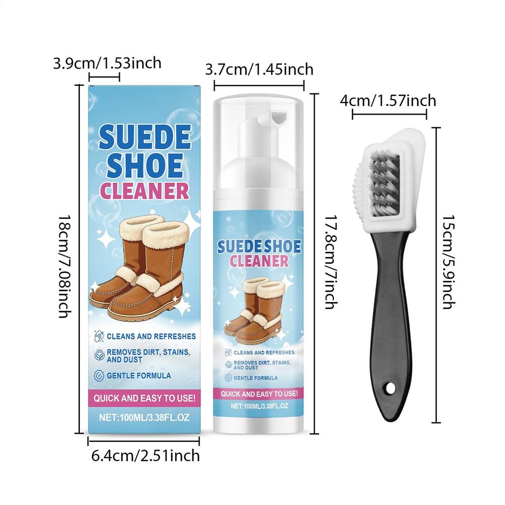 

100ml Shoe Cleaner Spray with Brush Stain Remover for Leather Canvas Sneakers Footwear Cleaning Kit for Boots Slippers Knit Shoe