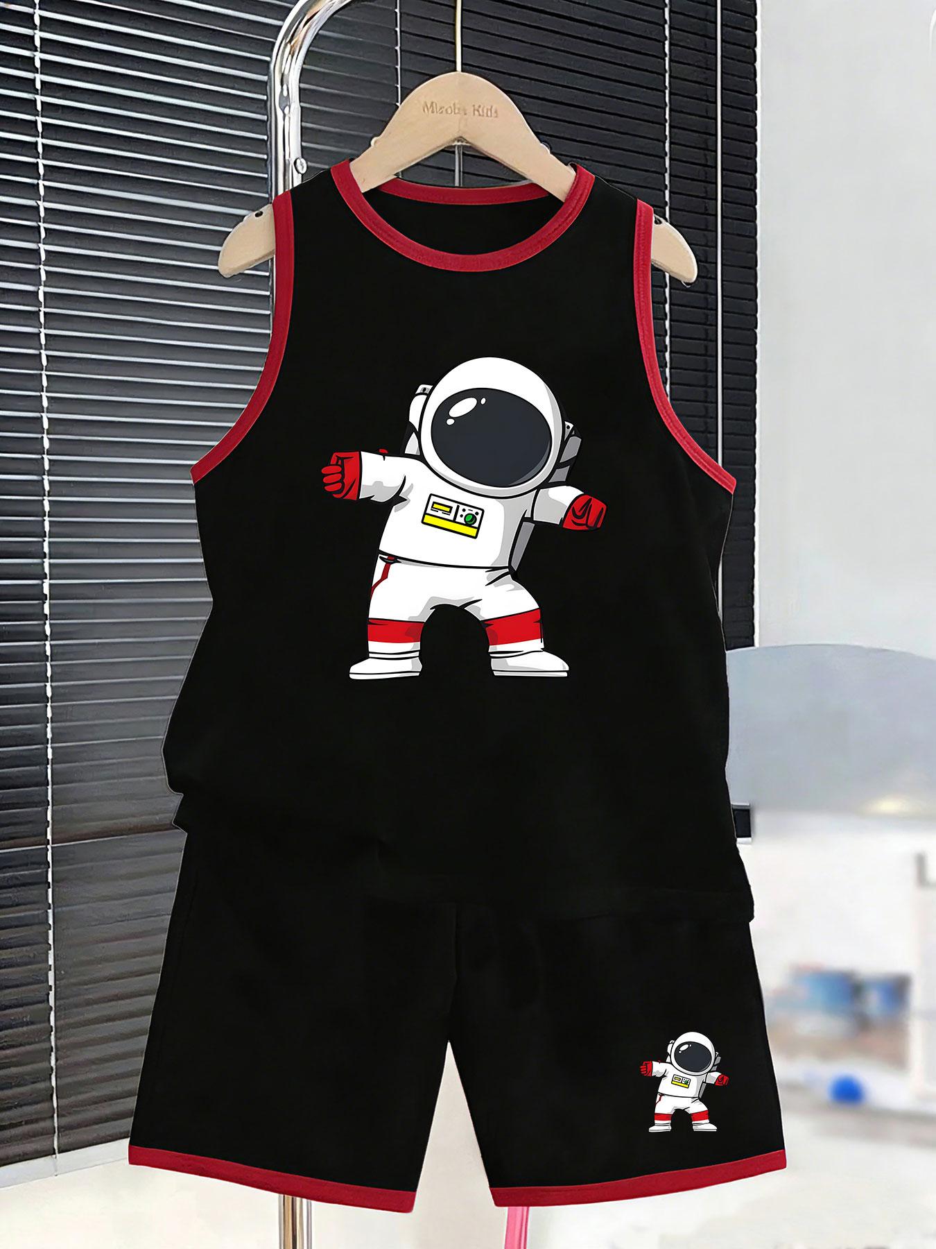 

Boys’ space astronaut set. Fun prints, breathable fabric, loose fit for school & daily wear. 7Y чорний