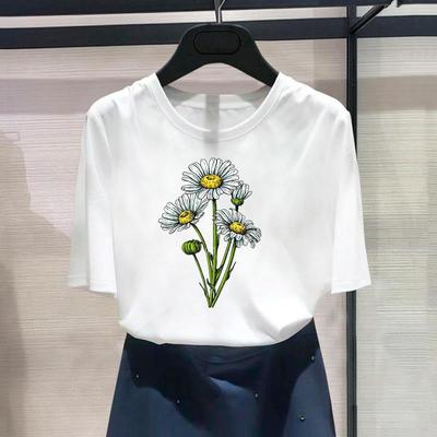(Asiatische Größe) Mode Druck Pflanze Blume Trend Stil 90er Jahre Weibliche Casual T Kleidung Casual frauen Top Graphic Tee Kurzarm t-shirt