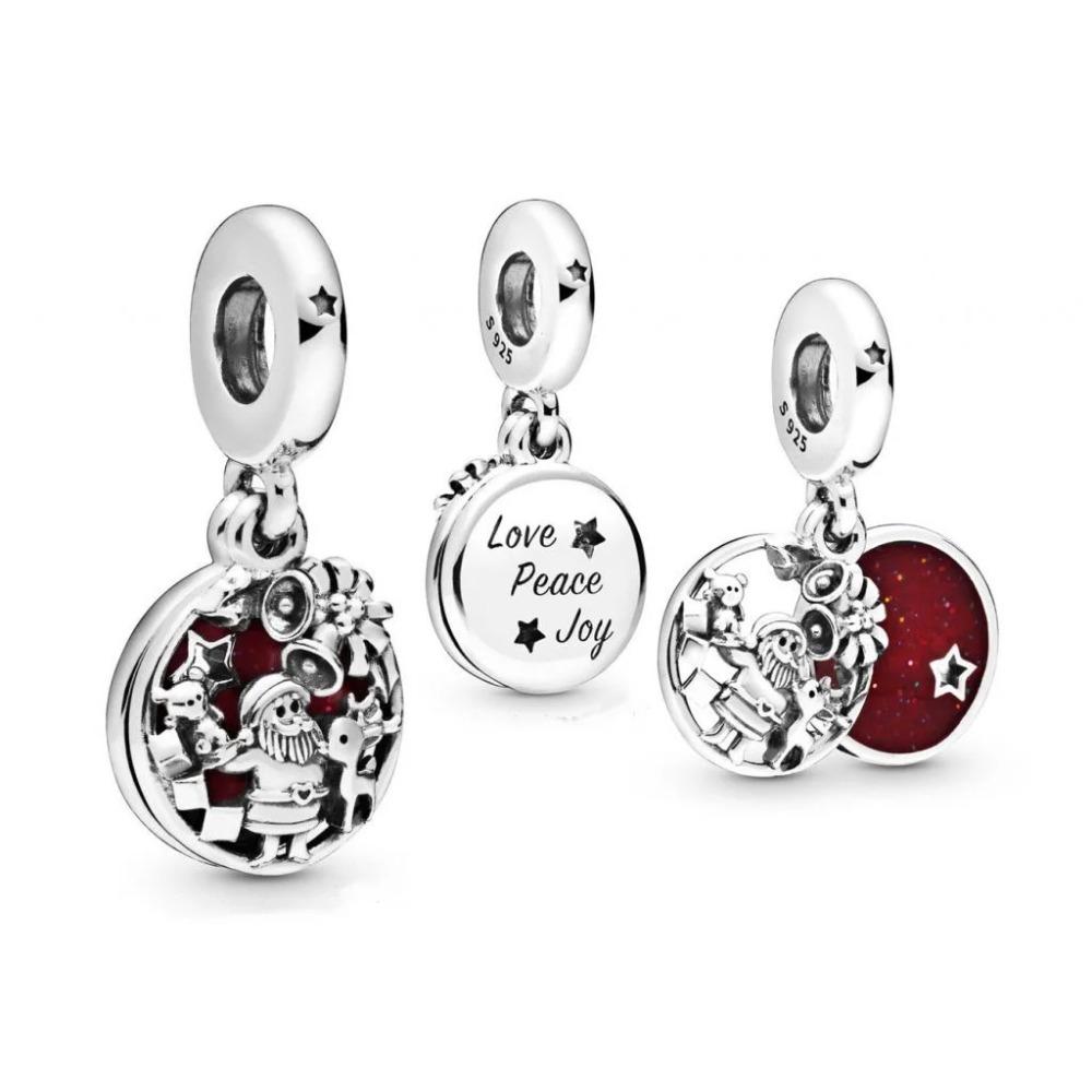 925 Silber Weihnachtsglocke Schneemann Anhänger Perle für Charms Armband Schmuck Zubehör Geschenk