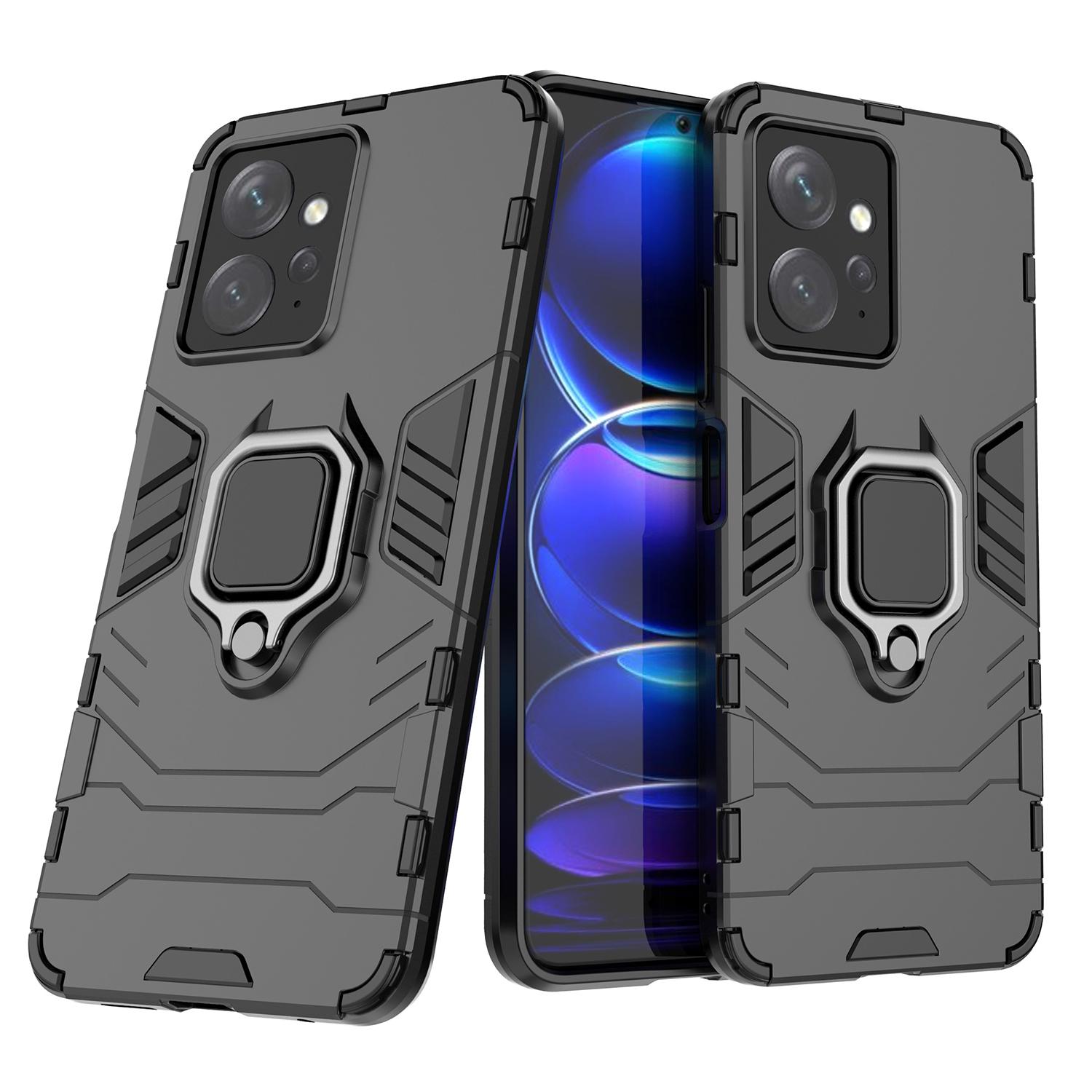 

For Xiaomi Redmi Note 12 4G TPU+PC Phone Cover Ring Holder Kickstand Phone Case Blue