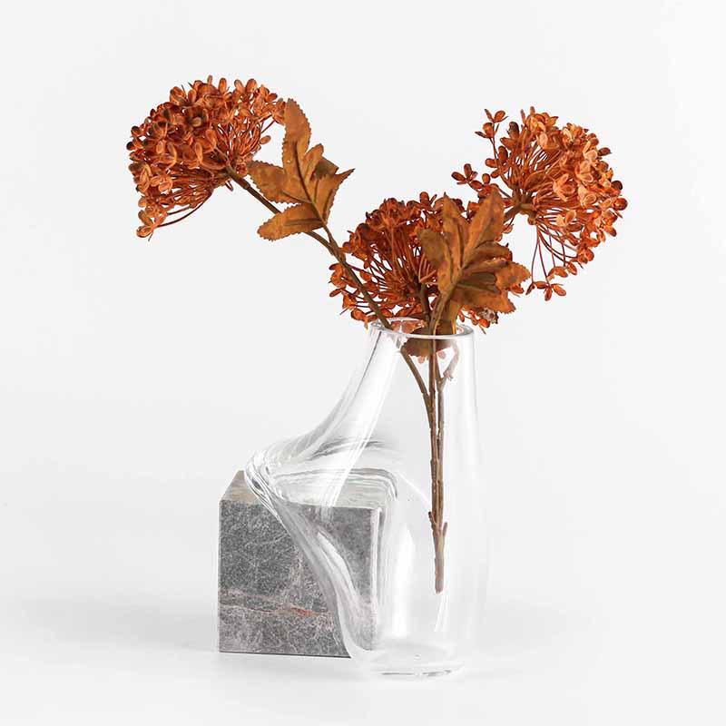 Glasvasen-Ornamente in Sonderform, kreative abstrakte Hydrokultur-Blumengefäße aus Marmor, leichtes Luxus-Modellzimmer, Tischzubehör für das Wohnzimmer