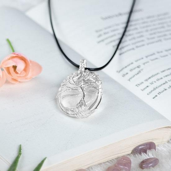 

Хрустальный кулон, драгоценный камень, обернутый проволокой, кулон в форме полумесяца, ожерелье ручной работы, Рейки, Исцеляющий хрустальный амулет, ювелирные изделия из натурального камня для унисекс,