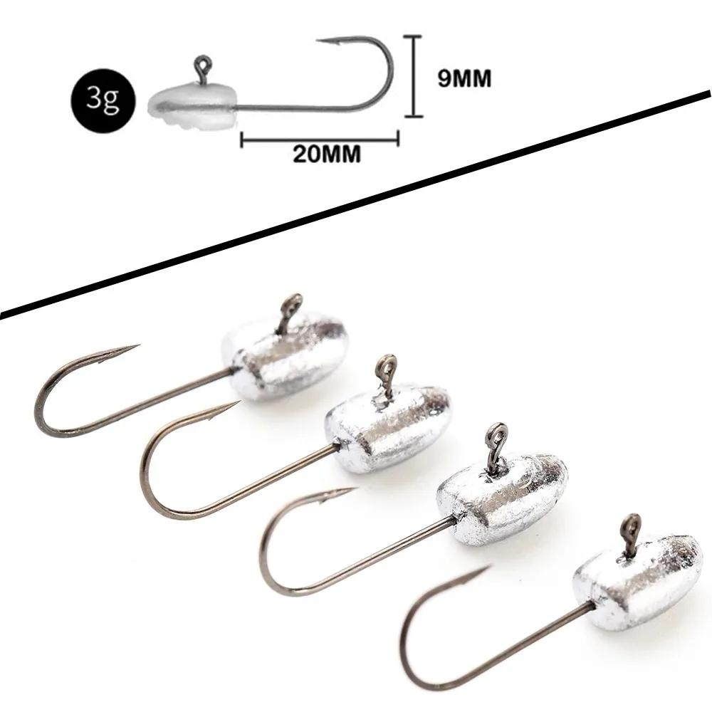 3g 5g 7g 10g Jigging Hooks 10Pcs/set Fishing Carbon Steel Fine Hook Fishing Tackle for Worm Jig Head Hook for Fishing Accessory