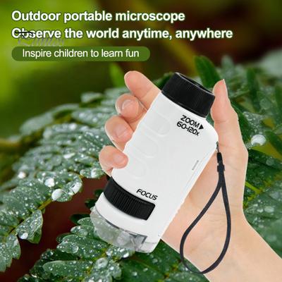 1 Set Children's Microscope 60x-120x Magnification Portable Science Microscope for School Outdoor Adventure