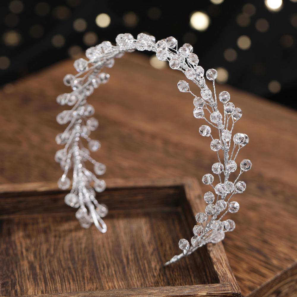 

Crystal Bridal Headpiece Handmade Women Headbands Fashion Chain Hairbands Hair Accessories silver crystal