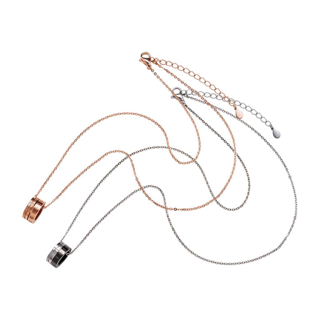 Pair Necklace Surgical Stainless Steel 316L Cubic Zirconia Allergy Free Cross Pi Pink Black [White Clover] + & 4SUP103GO&4SUP103BK