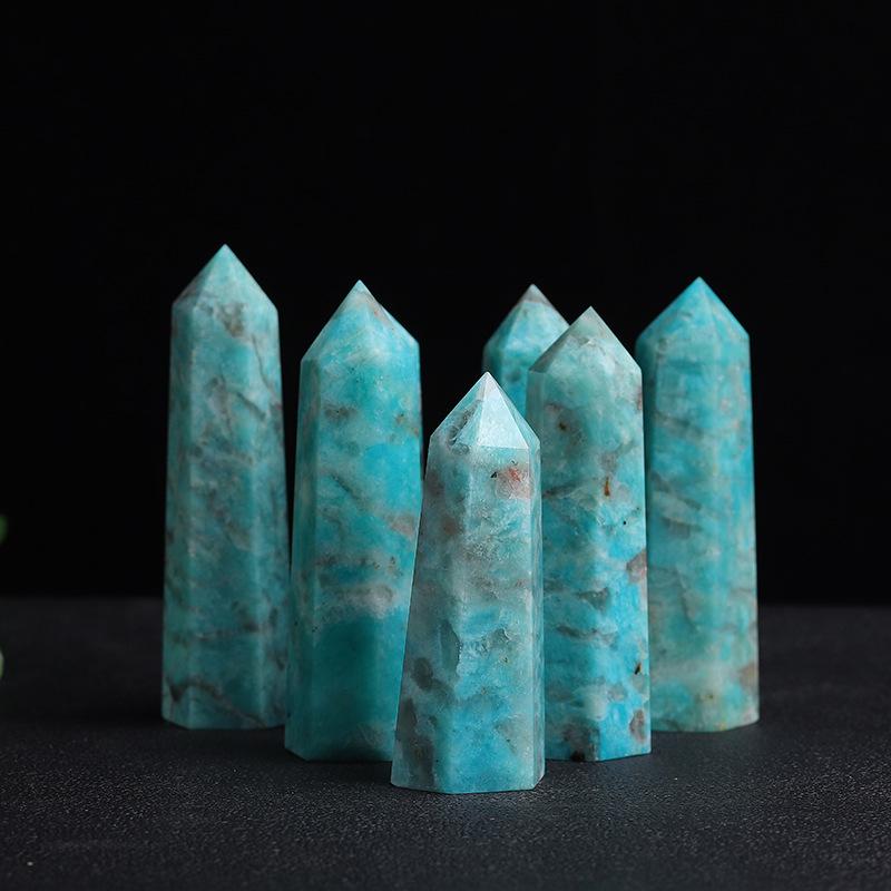 Natural Polished Amazonite Hexagonal Crystal Point Ornament
