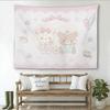Kawaii R-Rilakkuma Cafe Tapestry, Bear & Friends Wall Art, Pink Heart Pattern Bedroom Decor