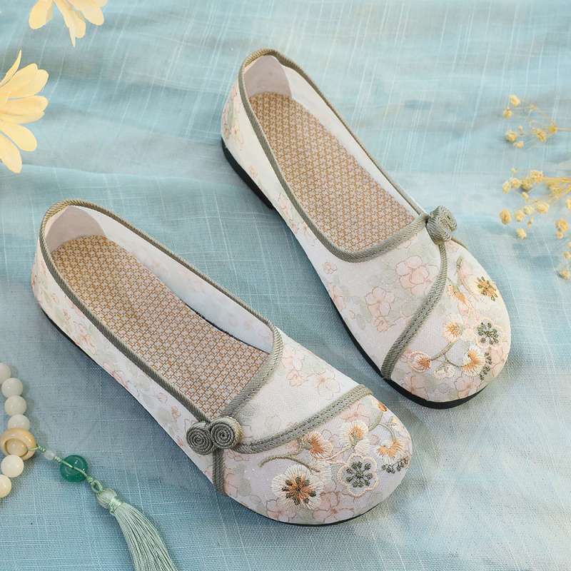 One Pedal Ethnic Style Breathable Retro Women's Slippers Casual Old North Cloth Shoes Elderly Cloth Shoes Embroidered Women