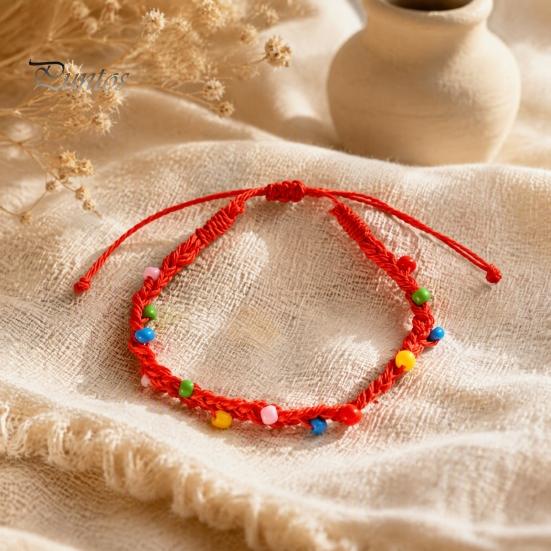 Casual Minimalist Hand Rope Handmade Braided Bracelet for Women, Bohemian Woven Wrist Colorful Summer Beach Accessories with Rice Beads, Adjustable