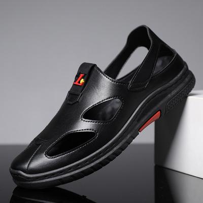 Sommer Neue Sandalen Mode Trend Lederschuhe Baotou Strandschuhe Atmungsaktive Hohllochschuhe Herren Lederschuhe