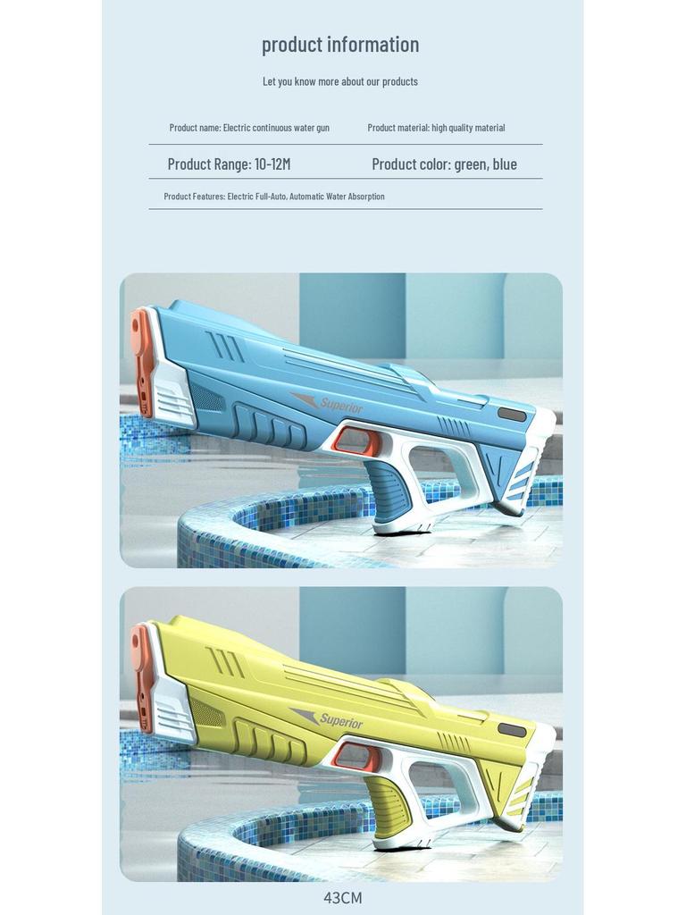 Summer Automatic Water-Absorbing Electric Water Gun for Outdoor Play