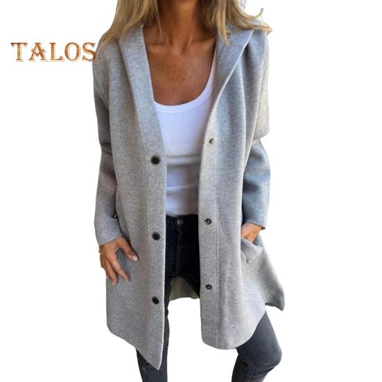 

Осень-зима Женское пальто с капюшоном на пуговицах Однотонное толстое карманное свободное пальто средней длины для активного отдыха на природе Путешествия Шопинг Свидания Пальто XL